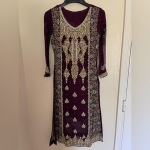 purple pakistani wedding formal dress